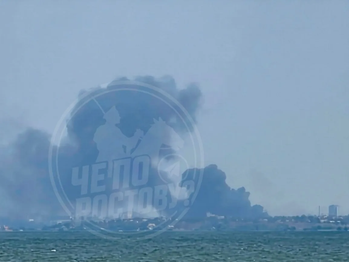 Мощный пожар заметили в пригороде Азова — над горизонтом поднялся огромный столб чёрного дыма.